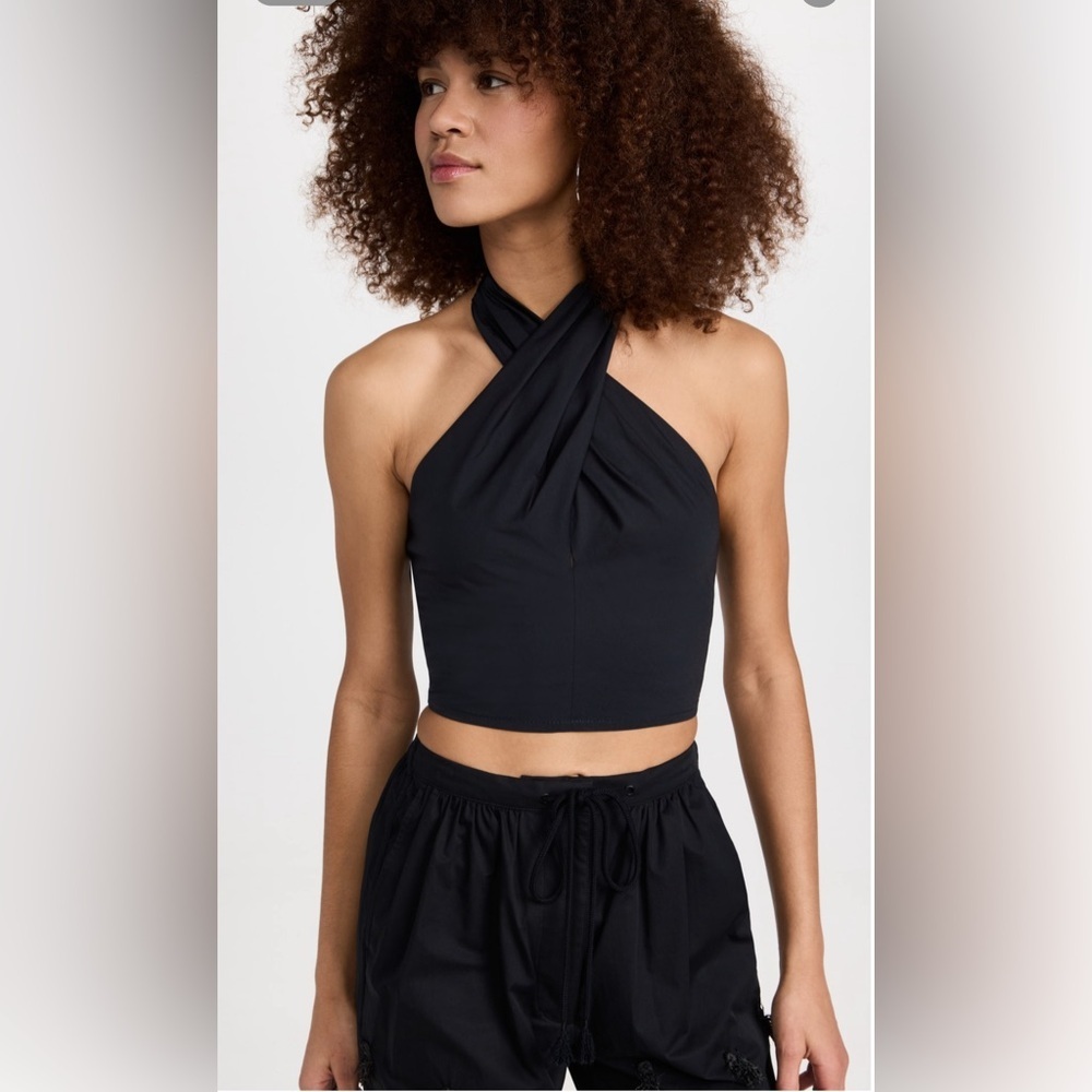 SSENSE NEW  STAUD “Kai” black halter top 2 - Picture 2 of 16
